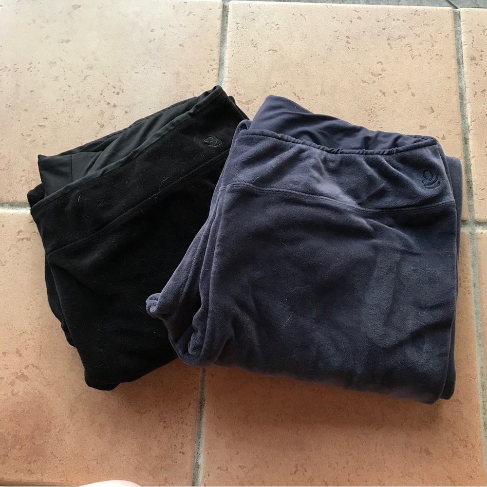 Cuddl Duds Leggings 2 pair Black and Carbon Gray Double Plush Velour Size 2X
